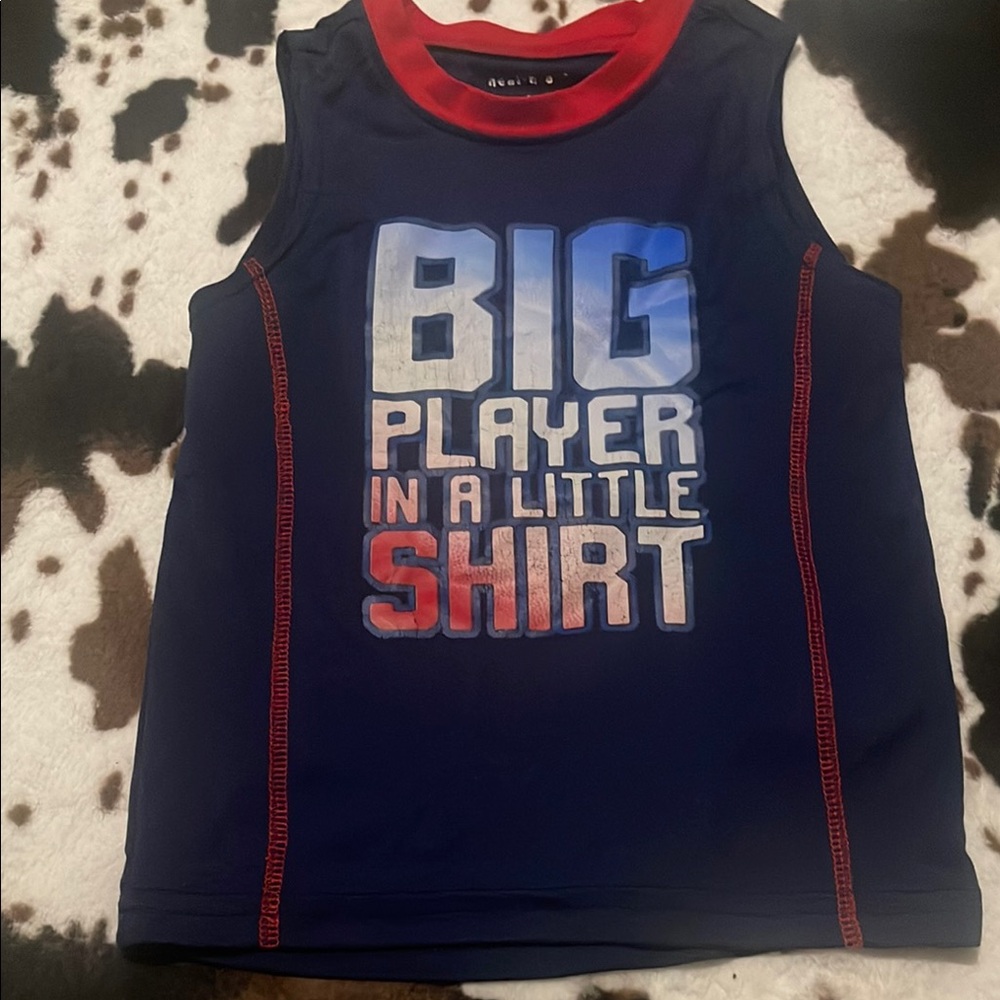 Kids Sleeveless Navy Shirt with Red Accents